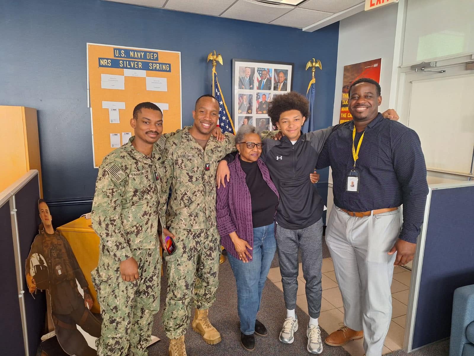 Michael Babb with a student exploring Navy career pathways.